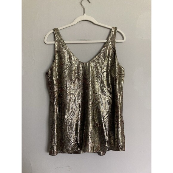 NEW J. Crew Cate Sleeveless Top 10 Silk Gold Paisley - Picture 6 of 8